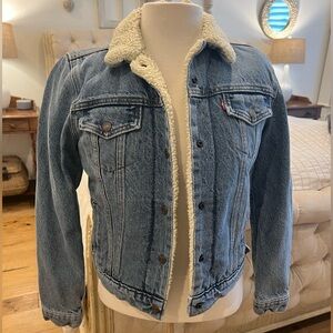Levi's Blue Denim Jacket with Cream Sherpa Collar